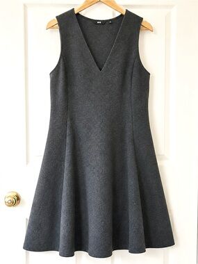 UNIQLO Charcoal Gray Soft Ponte A-Line Sleeveless Dress XS